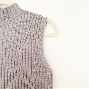 Max Studio Grey Knit Turtleneck Sleeveless Top